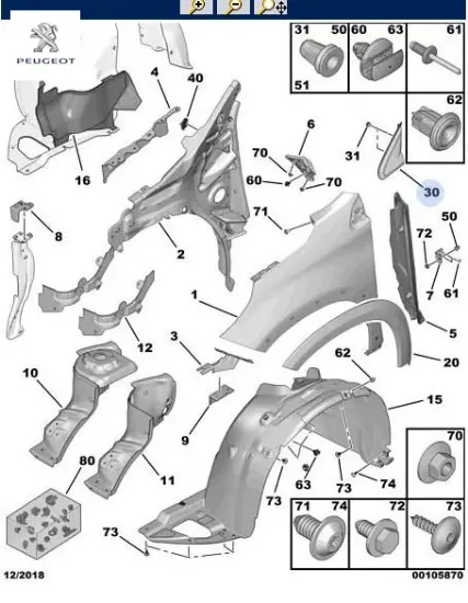 Ön Çamurluk Üst Kapak Peugeot 9678382380 resmi