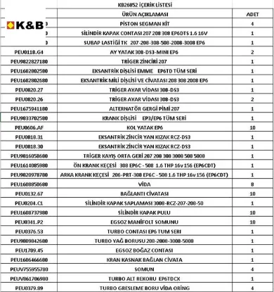Motor Revizyon Orjinal Kit Ep6td Turbolu (piston+kol Yatak+eksantrik Zincir Seti+s.k.c+keçe+) resmi