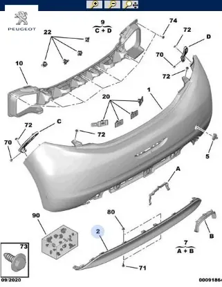 Arka Tampon Orta Bandi Sensörsüz   208 Peugeot  1607259880   PEUGEOT 1607259880 resmi
