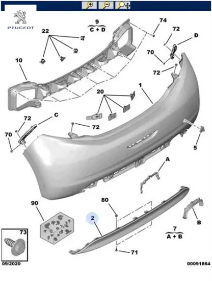 Arka Tampon Orta Bandi Sensörsüz   208 Peugeot  1607260380   PEUGEOT 1607260380 resmi