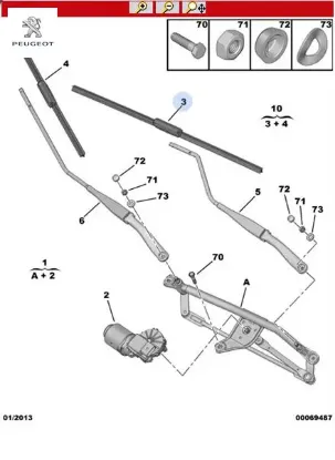 Silecek Süpürgesi Sol  C3 Iii Peugeot 1642331980 resmi