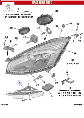 Ön Far Baglanti Sağ C4 Picasso Peugeot 6212.92 resmi