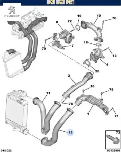 Turbo Hava Hortumu 308-508-3008-5008 Peugeot 9820100680 resmi