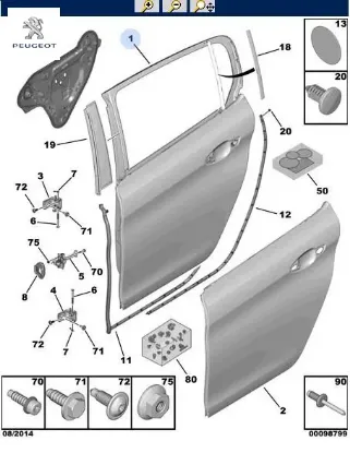 Arka Kapi Sol    308 T9 Peugeot 9802165680 resmi