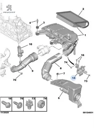 Hava Filter Kutu Bağ Ayak Peugeot 1436.S9 resmi