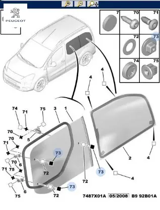 Yan Cam Bağlanti Somunu Partner Tepee Peugeot 8573.79 resmi