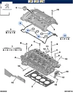 Külbütör Kapak Conta Tk 208-308 Peugeot    PEUGEOT 0249.G9 resmi