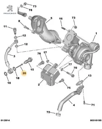 Turbo Yağ Hortum Filtresi Peugeot 1611517480 resmi