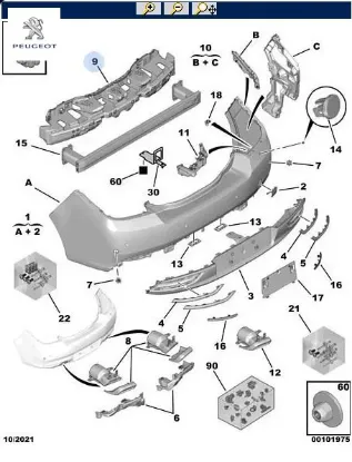 Arka Tampon Darbe Emici 508 Y.m. Peugeot 1611903580 resmi