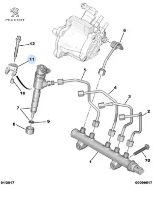 Enjektör Bağlanti Çatali Partner Tepee Peugeot 1613181280 resmi