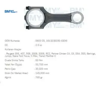 Piston Kolu 308-407-508-3008-5008 2.0 Hdi Mondeoiv resmi