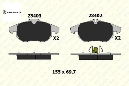 Fren Balatasi Ön Vectra C 02-> Kale Balata  1605139/ 1605136/ 93166798   23402-A00-00-KD13 resmi