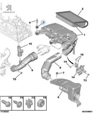 Hava Filtre Kutu Lastiği 301 Peugeot 1623159380 resmi