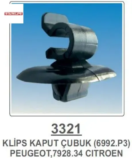 Motor Kaput Çubuk Klipsi   306 407 Starklips  7928.34 / 6992.P3   3321 resmi