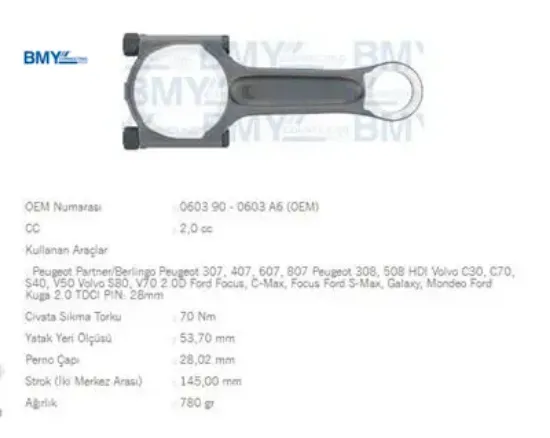 Piston Kolu  307-308-406-407-partner-expert Dw10td 0603.90 resmi