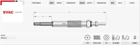 Isitma Bujisi Soketli  Clio-megane-kangoo 1.9d/f8q/11v/gx99/ resmi