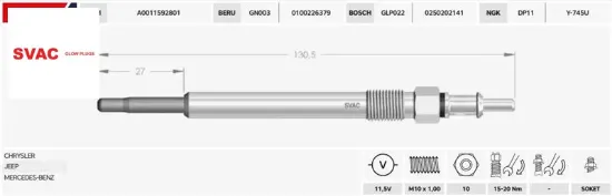 Isitma Bujisi  C200-e200-sprinter-vito 2.2/2.7cdi/11.5v/ resmi