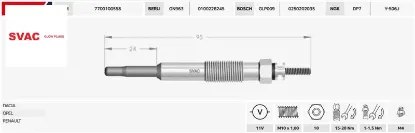 Isitma Bujisi Cıvatalı  Clio-megane-kangoo 1.9d/11v/gx94/0100226245/8200423224/svac resmi