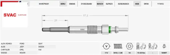 Isitma Bujisi  T5-golf-polo-a2-a3-ibiza 1.4/1.9tdi/11v resmi