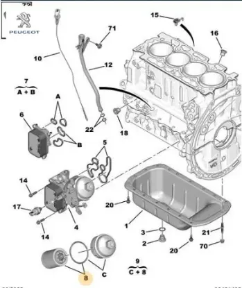 Yağ Filtresi  208-2008-3008-5008-expert Iv / Focus  1.5 Hdi 100 (dv5rd 75kw Euro 6.2) resmi