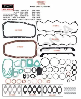 Takim Conta Skcsiz Keçesiz+s.lastikli  Ducato-daily  2.8d resmi
