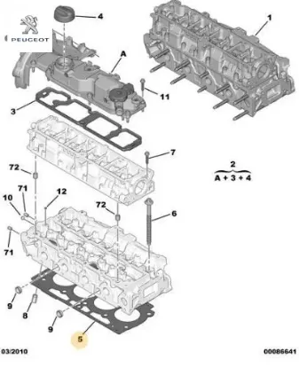 Silindir Kapak Contasi 1.25mm 2 Çentik 301-308-508-focus 1.6hd resmi