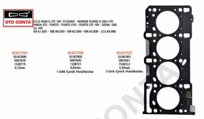 Silindir Kapak Contasi Deliksiz 0,72mm  Astra J-corsa D-combo-fiorino-egea 1.3cdti  E5 resmi