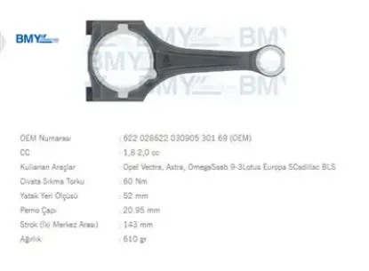 Piston Kolu     Astra-vectra-omega  1.8/2.0 8v/16v  C20let/ne resmi