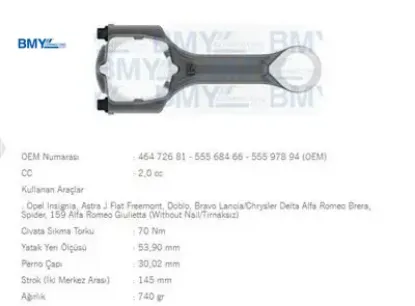 Piston Kolu     Astra J-insignia-doblo  2.0dtj  A20dtj/z20dtj resmi