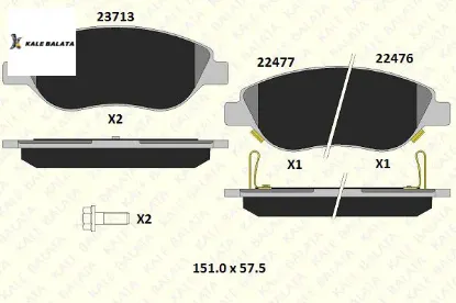Ön Fren Balatasi   Egea-bravo 1.6/1.4 Kale Balata  77367923/ 77368553  FIAT 22476 194 05 ANS resmi