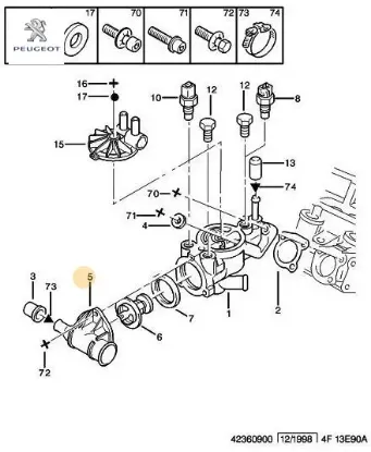 Termostat Kapaği Boxer Xud9 Peugeot    PEUGEOT, CITROEN 1336.G3 resmi