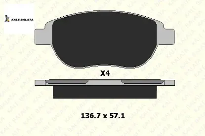 Ön Fren Balatasi 206-307-c3-c4-xsara Kale Balata  1611140980/ 4253.31/ 4253.70/  PEUGEOT, CITROEN 23600 190 14 ANS KD1 resmi