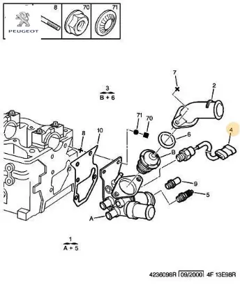 Su Sicaklik Sonda Müşiri Peugeot 1338.C7 resmi