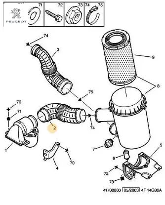 Hava Filtre Hortumu S-280 Peugeot 1426.X6 resmi