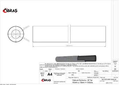 Vakum Hortumu-bezli  10mmx140cm  J9/4572.21/ibraş resmi