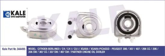 Yağ Soğutucusu  Prt-206 Hdi Dw8b Kale Radyatör  1103.N0/ 1103J2  CITROEN, PEUGEOT 344495 resmi