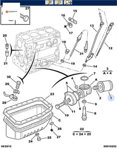 Mqp Yağ Filtresi Boxer Ii 2.8hdi Eurorepar  1109.AQ/ 1109.Y7   PEUGEOT, LANCIA, RENAULT, OPEL, CITROEN, ALFA ROMEO, IVECO, FIAT 1609563780 resmi