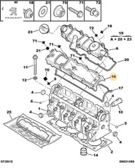 Supap Kapaği Üst   206-306-partner-expert  1.9d/dw8 resmi