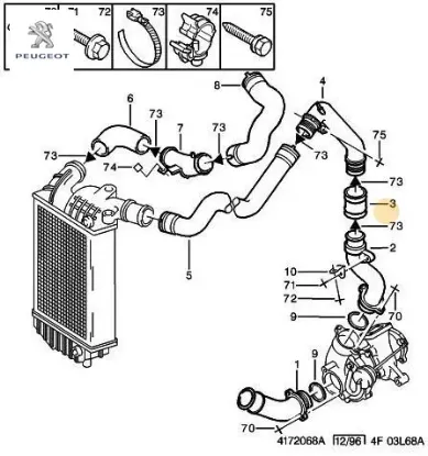 İnterkolir Hava Hortumu Peugeot 0382.H9 resmi