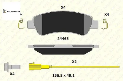 Arka Fren Balatasi 2 Fişli Boxer Iii-ducato-301 Kale Balata  4254.63/ 4254.64/ 4253.73/ 425  FIAT, CITROEN, PEUGEOT 24465 190 15 ANS KD2 resmi