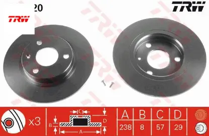 Ön Fren Disk Aynasi 106 Ii 96-> Trw  4249.C5/ 4246.F8/ 4246.G0/ 956   DF1120 resmi