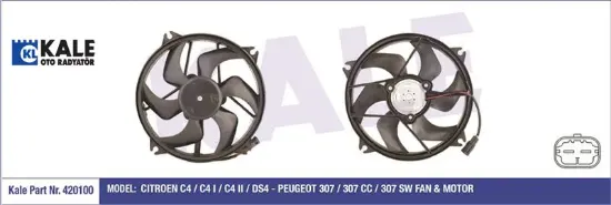 Fan Motoru 307-c4 I-ii-ds4 200w 385mm Kale Radyatör  1253.A9/ 1253.C0/ 85790/ 69685   420100 resmi