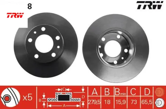Ön Fren Disk Aynasi Boxer-ducato 94-05 Trw  4246.J84249.H6/ 1300500080/ 71  PEUGEOT, CITROEN, FIAT DF2728 resmi
