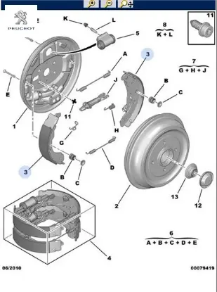 Arka Fren Balatasi Pabuç. 208-301 Peugeot  1606631180   NISSAN, PEUGEOT, CITROEN 1606631180 resmi