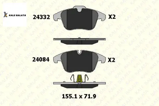 Ön Fren Balatasi 407-508-c5 X7 Kale Balata  4254.A7/ GDB1818/ 4254.24  PEUGEOT 24332 179 05 ANS KD1 resmi