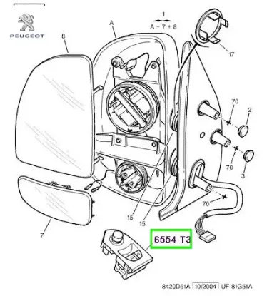 Cam Kumanda Düğmesi Boxer  Soldan Sürüş Peugeot  735335418    6554.T3 resmi