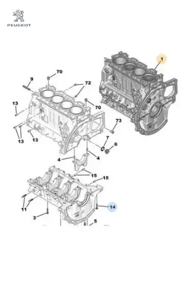 Motor Bloğu (blok+piston) 301-3008-508-focus 1.6hdi Dv6c Euro5 AV6Q6011BA/ BLK resmi