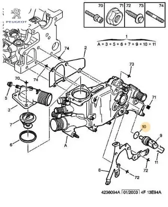 Su Sicaklik Müşür Contasi Partner Tepee Peugeot    CITROEN, PEUGEOT 1338.G5 resmi