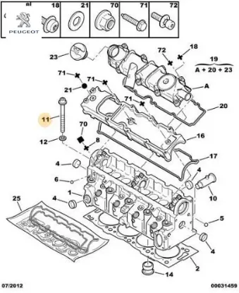 Silindir Kapak Vidasi Expert Dw8 Peugeot    PEUGEOT, CITROEN 0204.97 resmi