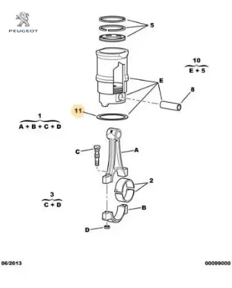 Gömlek Contasi 306-xsara Xu7jp 1.8 16v Peugeot    PEUGEOT, CITROEN 0112.A7 resmi